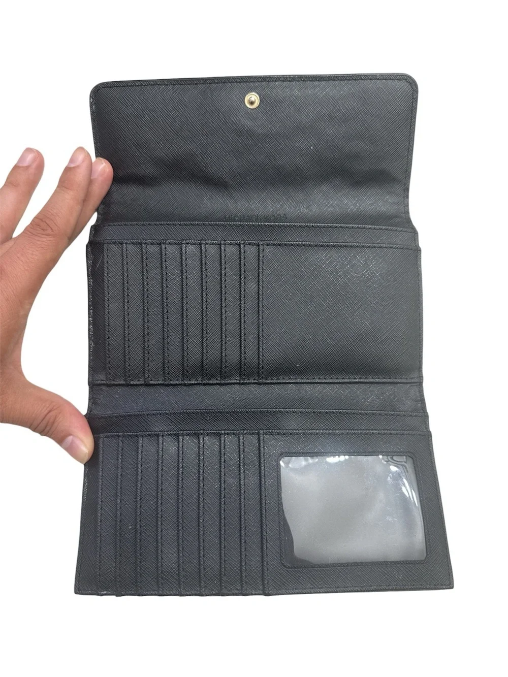 Michael Kors Black Saffiano Leather Wallet with Gold Logo